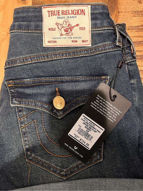 True Religion Pants - True Religion Dark Blue women’s Denim Jean shorts with Gold Button Detail